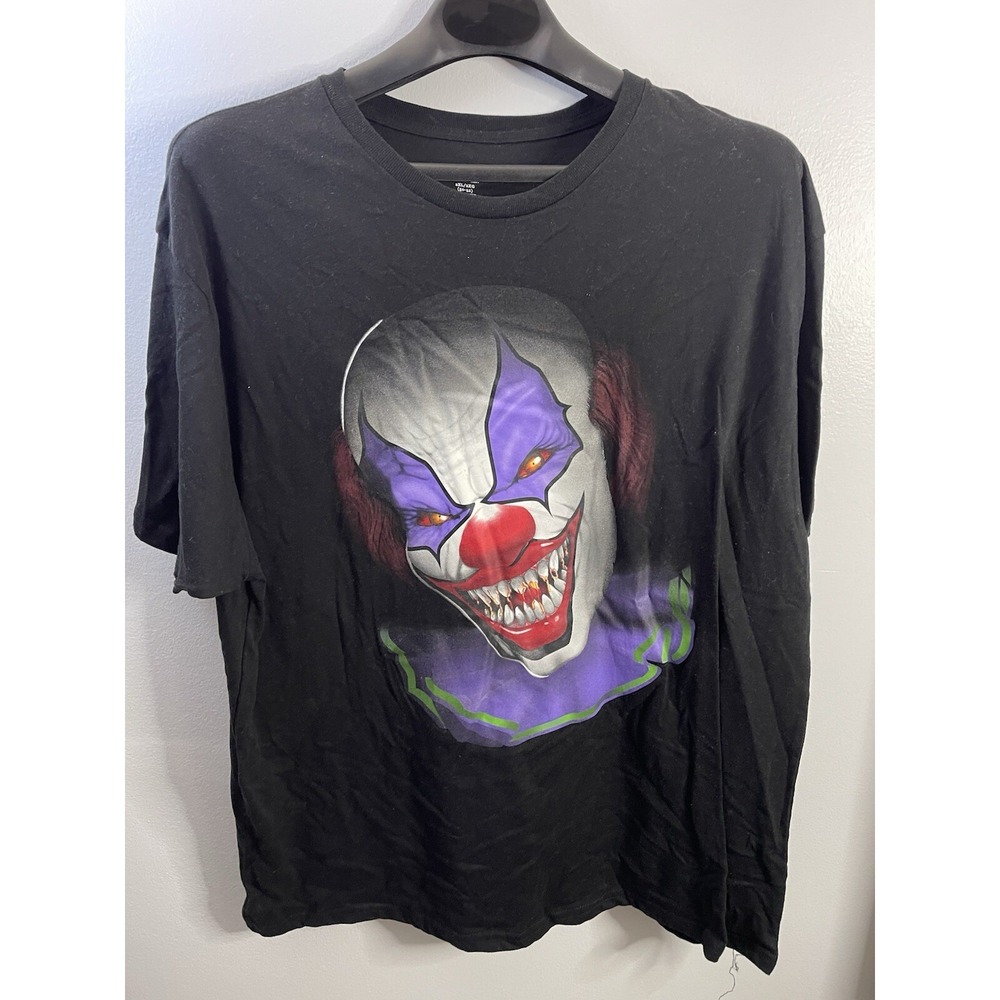 Way To Celebrate Halloween Evil Clown Graphic Tee Black Mens 2XL Short Sleeve